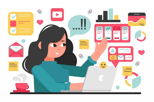 social media, network, freelance, business concept