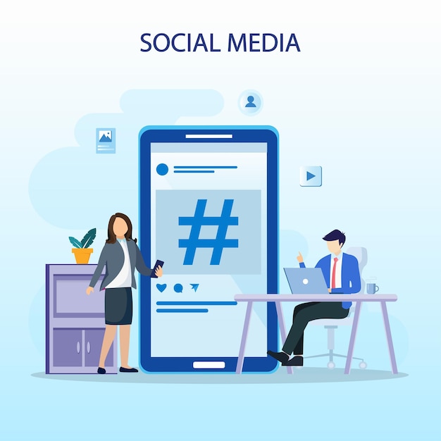 Social media network and influencer vector illustration concept