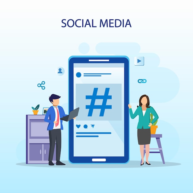 Vector social media network and influencer vector illustration concept