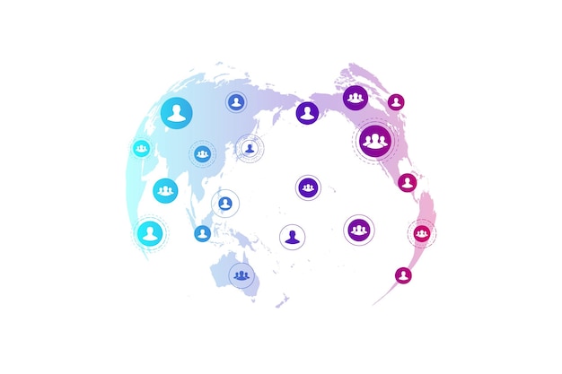 Social media network and marketing concept on world map background