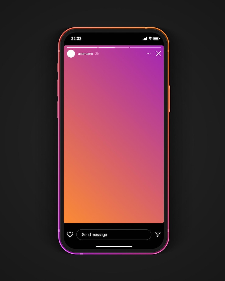 Vector social media network stories vivid gradient background on smartphone screen