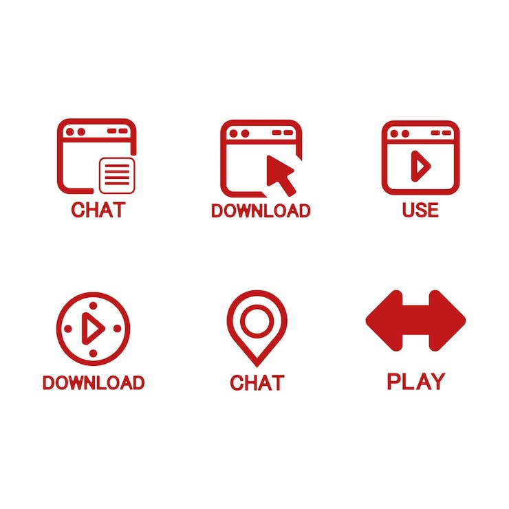 Vector social media networking icons red