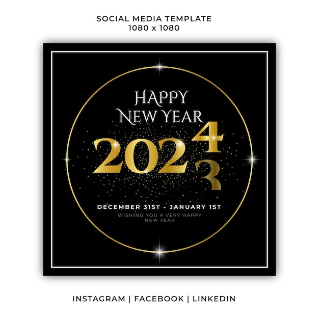 Vector social media new year greetings invitation 2024