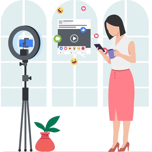 social media news reporting illustration