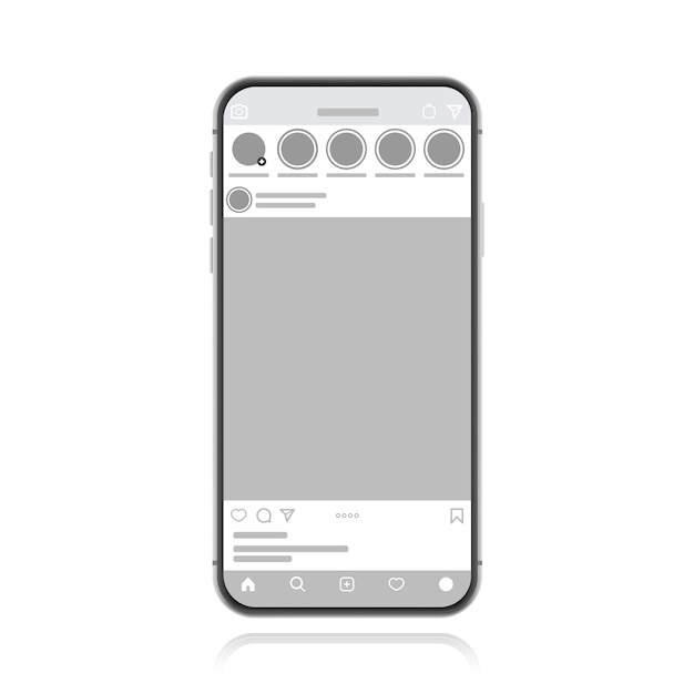 Social media ontwerpconcept op een witte achtergrond. Smartphone met sociaal netwerkscherm.