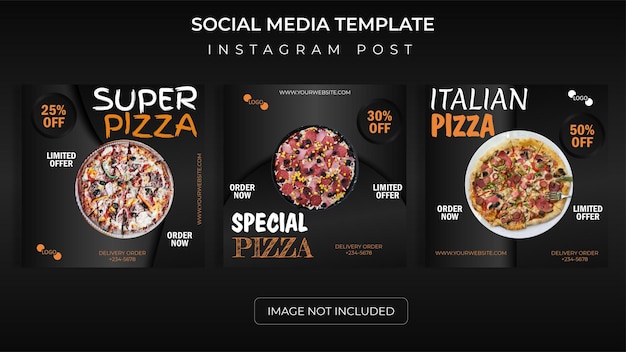 Vettore modello pizza social media ig grunge