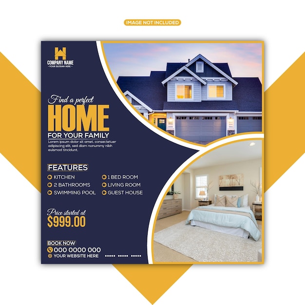social media post about a real estate company square banner template