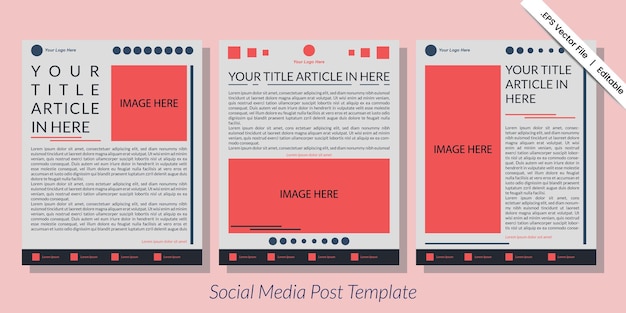 Vector social media post of articles publication template