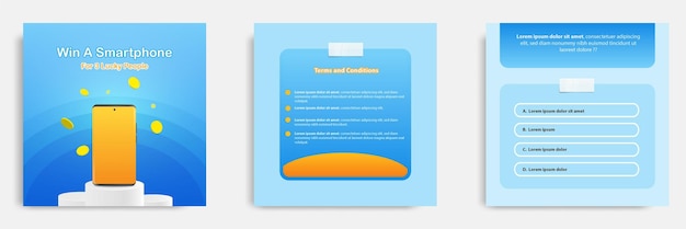 social media post banner in 3d cartoon style quiz challenge gift giveaway template