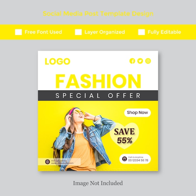 Social media post banner fashion template