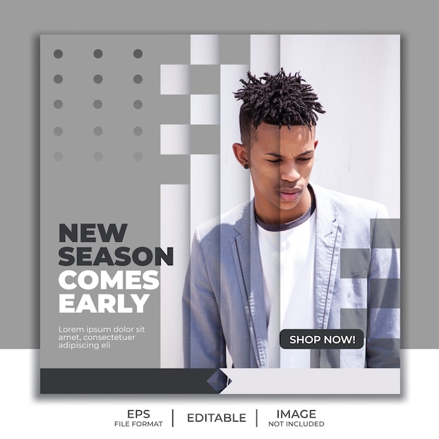 Vector social media post banner instagram template, simple modern gray banner design