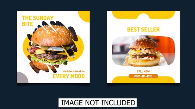 Social media post banner template for burger and foods