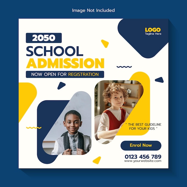 Vector social media post banner template design for school admission