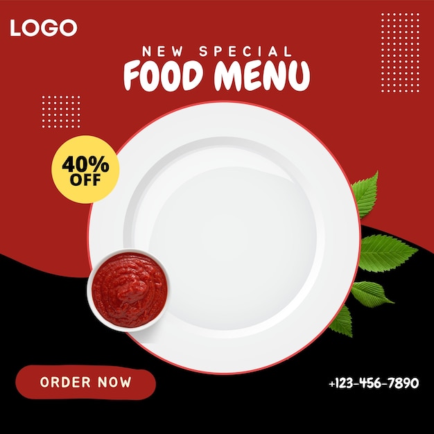 Social media post banner template food for promotion