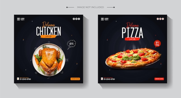 Vector social media post banner with delicious food menu concept