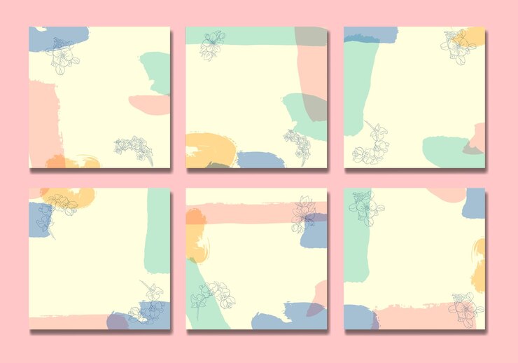  social media post color brushes and leaves line art mid century