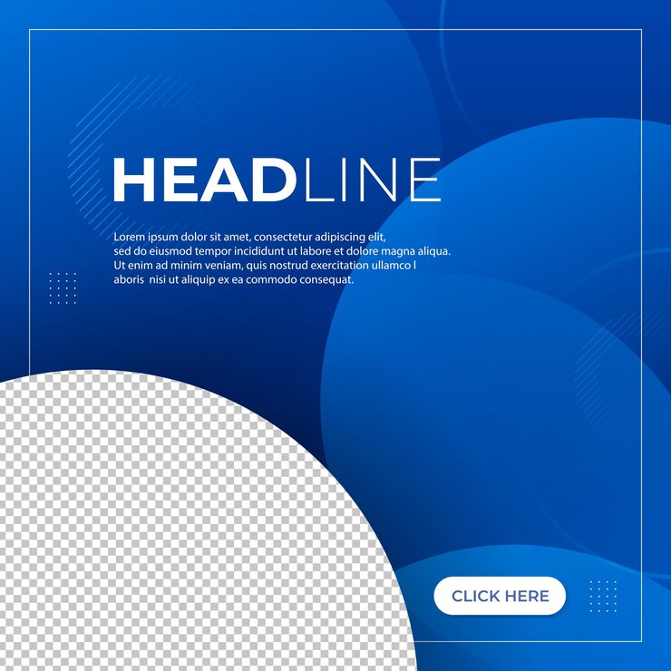 Vector social media post colorful frame blue gradation cirlce abstract memphis trendy eps 10