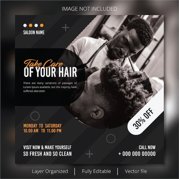 Vector social media post design for barber shop