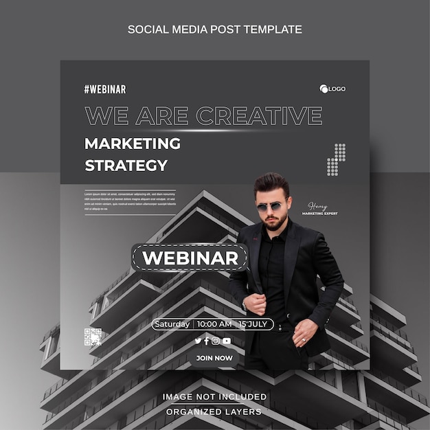 Progettazione di post sui social media per affari o webinar