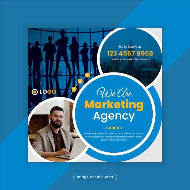 Social media post design for digital marketing agency or Instagram post and web banner template