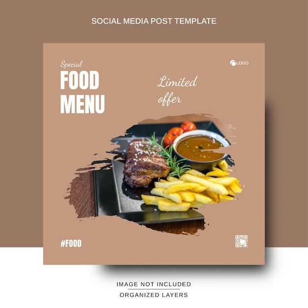 Vettore progettazione di post sui social media per il menu del cibo