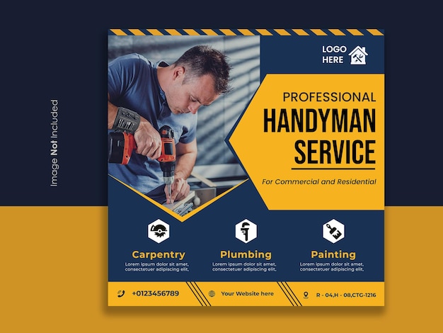 Vector social media post design for handyman