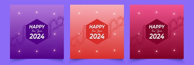 Social media post design for happy new year 2024 vector and editable template