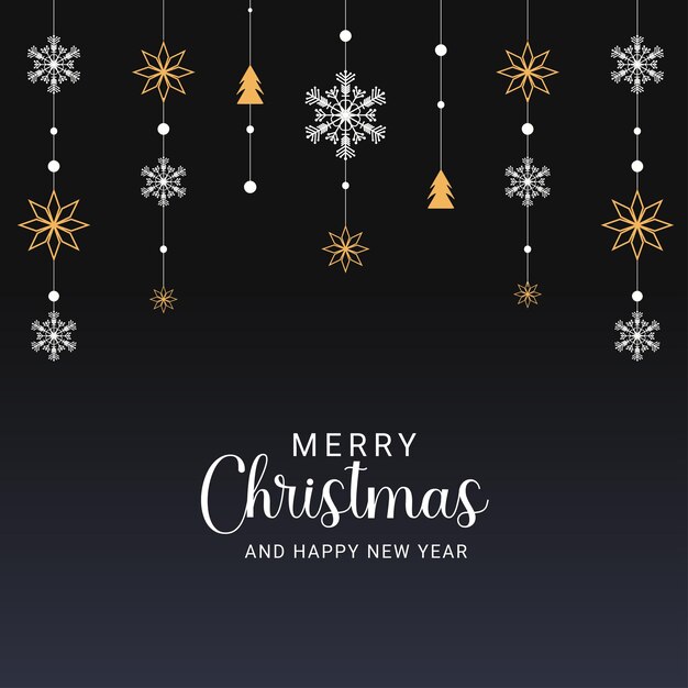 Vector social media post design for merry christmas background with stars and snow with tree