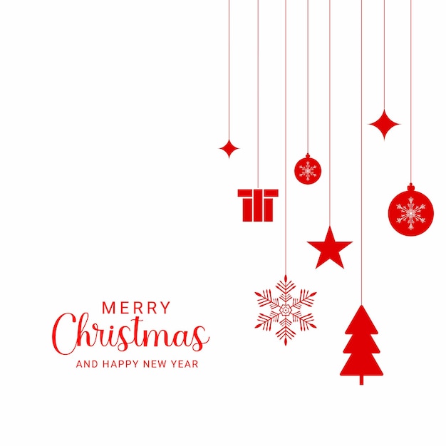 Vector social media post design merry christmas white background with tree and balls with stars and snowflake