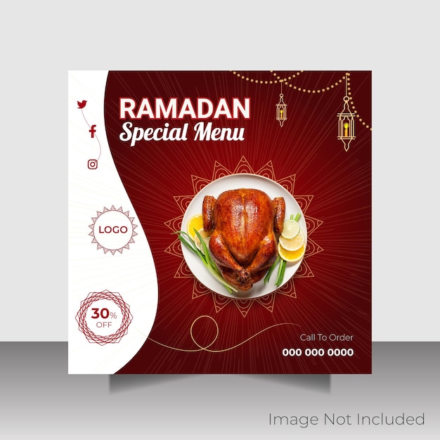 Social media post design for ramadan special menu