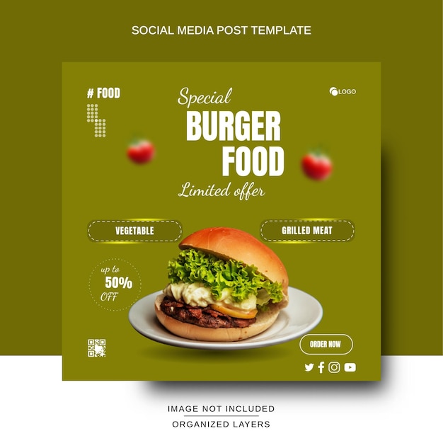 Progettazione di post sui social media per il menu del ristorante