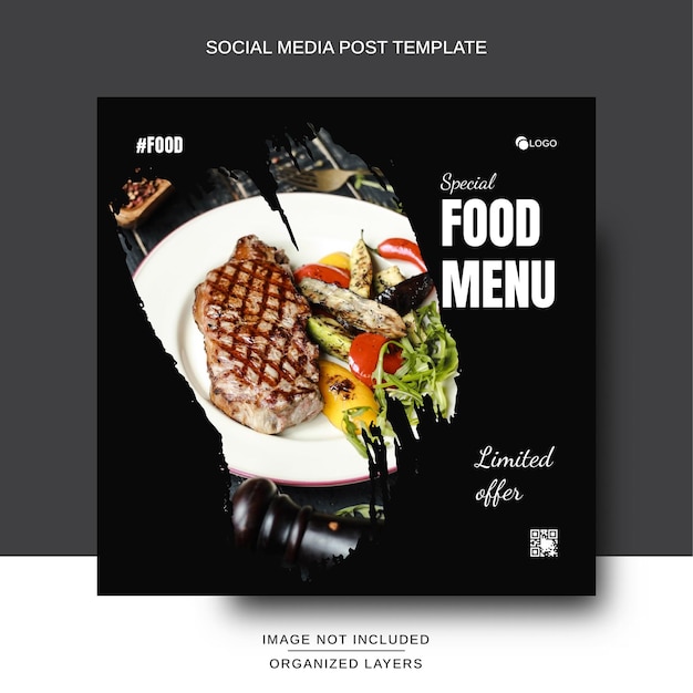 Progettazione di post sui social media per il menu del ristorante