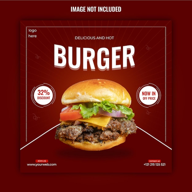 Social media post design template for Burger