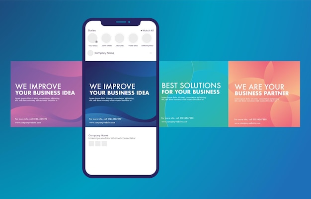 ソーシャル メディアの投稿のデザイン テンプレートです。グラデーション カラー ビジネス デザインのベクトル。