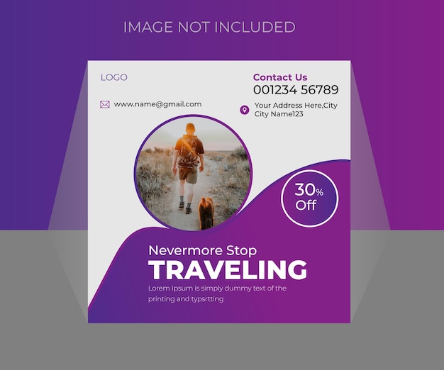 Social media post design template of travel