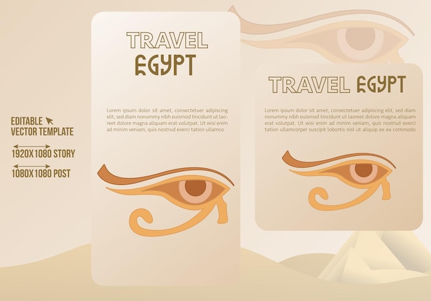 Social media post design for trip to egypt. story and post sharing design for egypt trip. vector egy