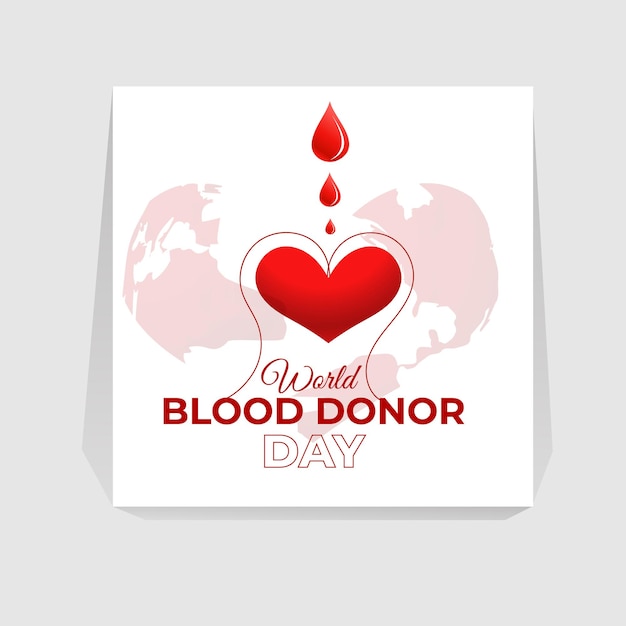 Vettore progettazione di post sui social media per la giornata mondiale dei donatori di sangue