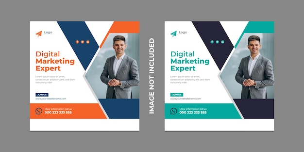 Social media post- en bannersjabloonontwerp van digitale marketingexpert