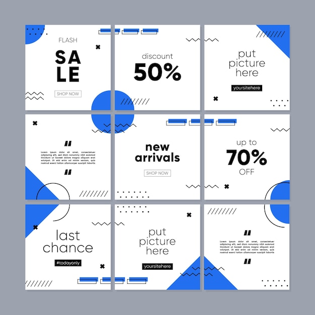 Vector social media post or feed template for promotion sale with geometric concept