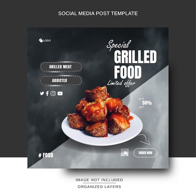 Social media post food menu voor restaurant