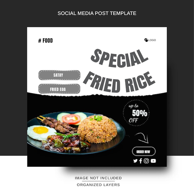 Social media post food menu voor restaurant