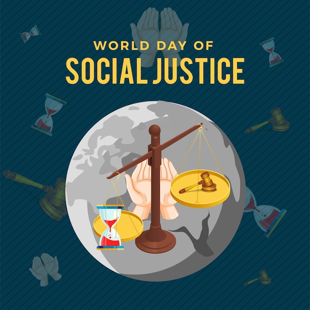 ベクトル 社会正義の世界デーのソーシャル メディアの投稿 3 d レンダリング