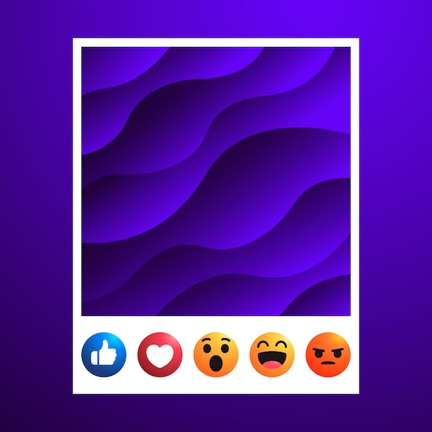 Vector social media post frame mockup met emoticons