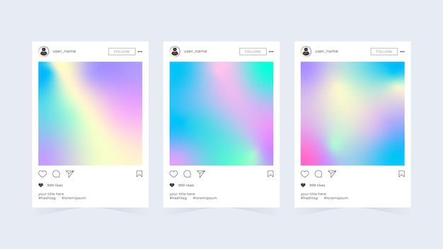 Social Media Post Frame Mockup met holografisch verloop