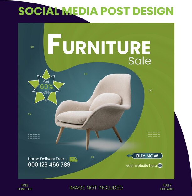 Vector social media post for furniture sale