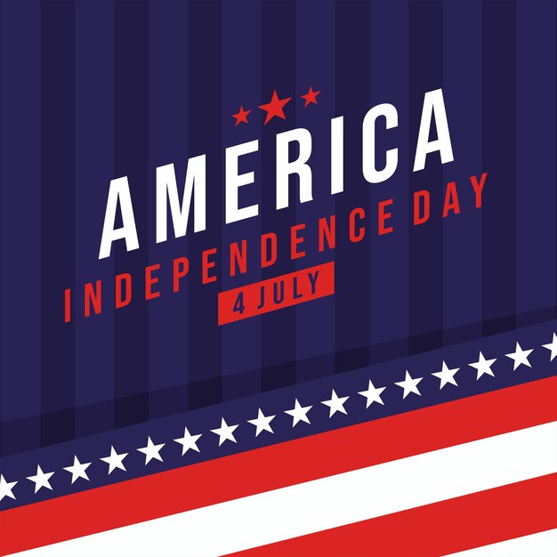 social media post greeting card for american independence day with star decoration in american flag