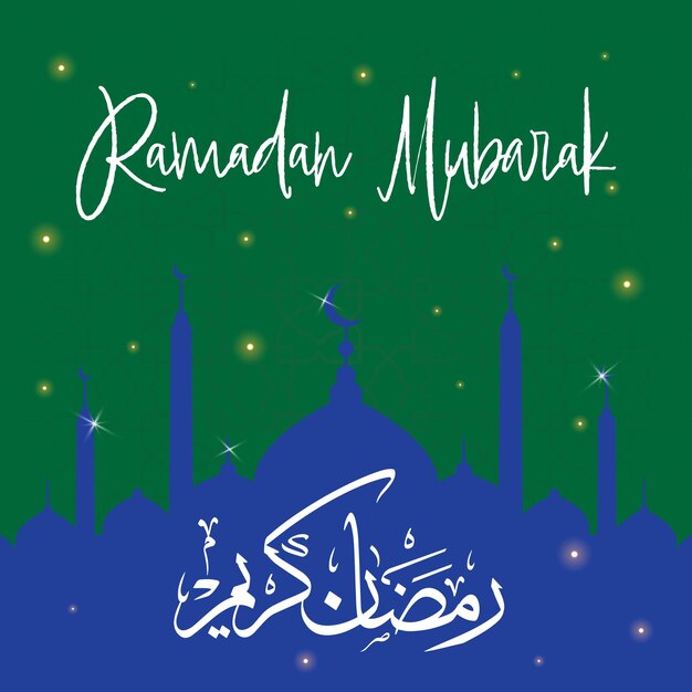 Vettore post sui social media con gli auguri del ramadan kareem ramadan mubarak che accoglie il mese di digiuno per i musulmani