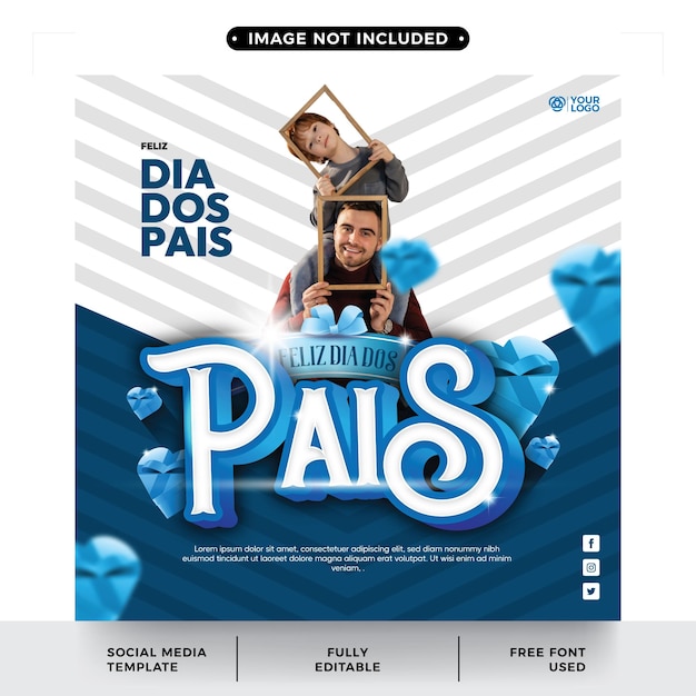 Vector social media post happy father's day dia dos pais celebration template