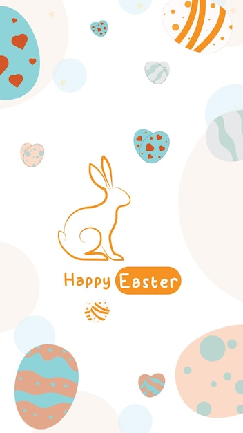 Social media post idea for easter egg background isolated in white hand draw rabbit