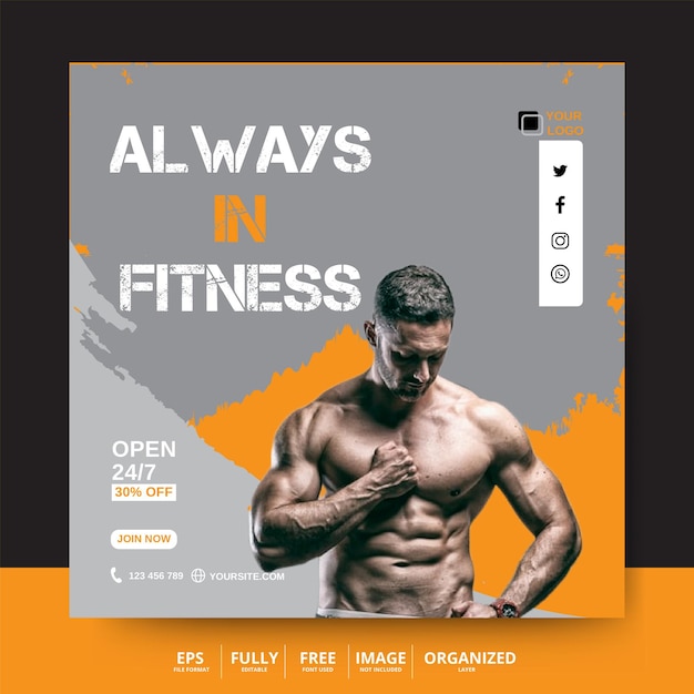 Social Media Post Instagram for Fitness Center Promotion